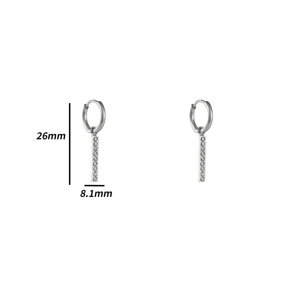 Linear Sparkle Hoops - Silver