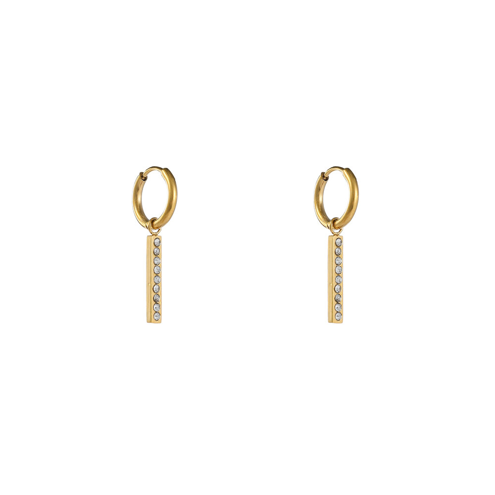 Linear Sparkle Hoops - Gold