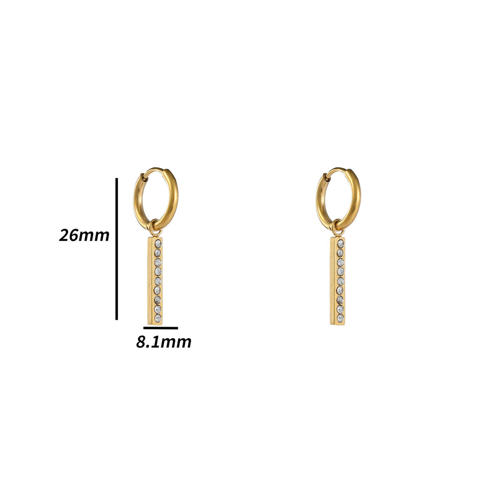 Linear Sparkle Hoops - Gold