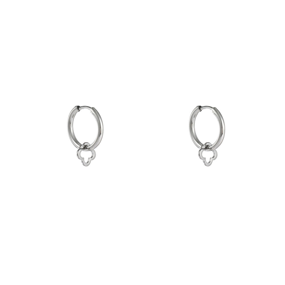 Petite Clover Hoops - Silver