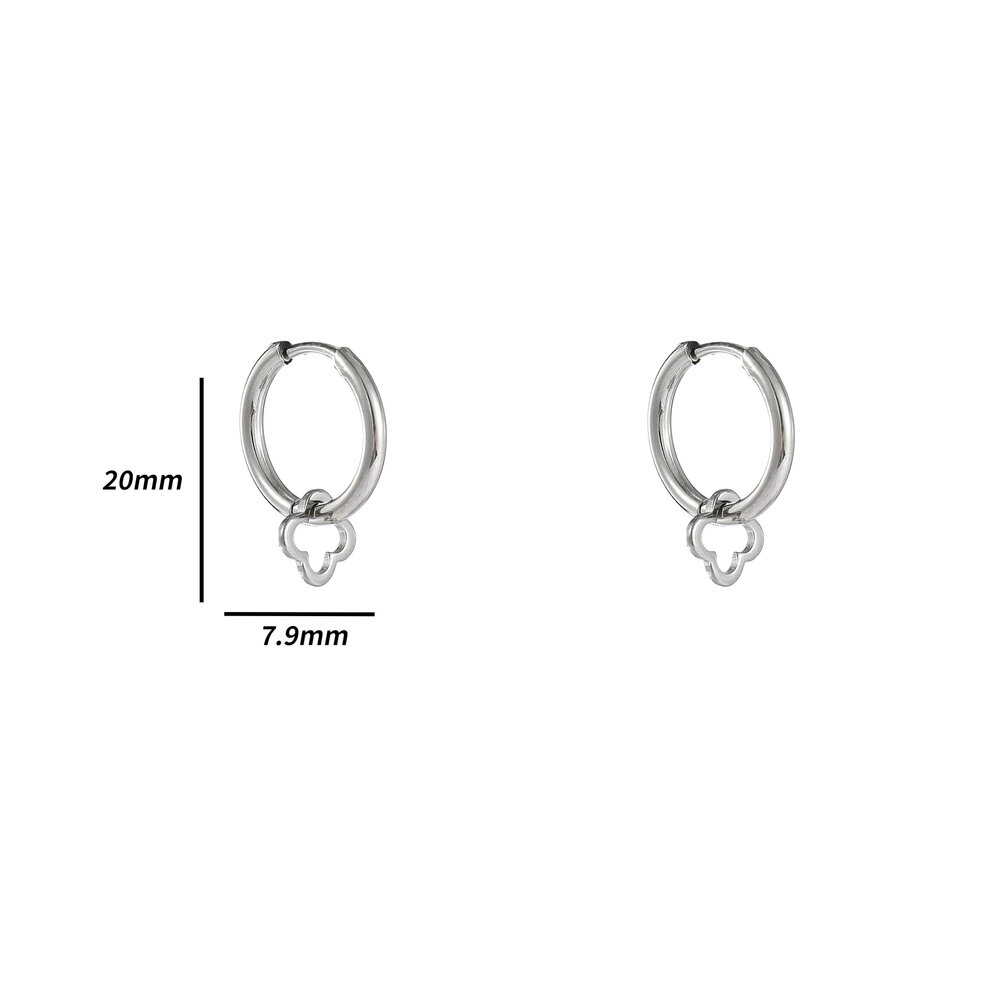 Petite Clover Hoops - Silver