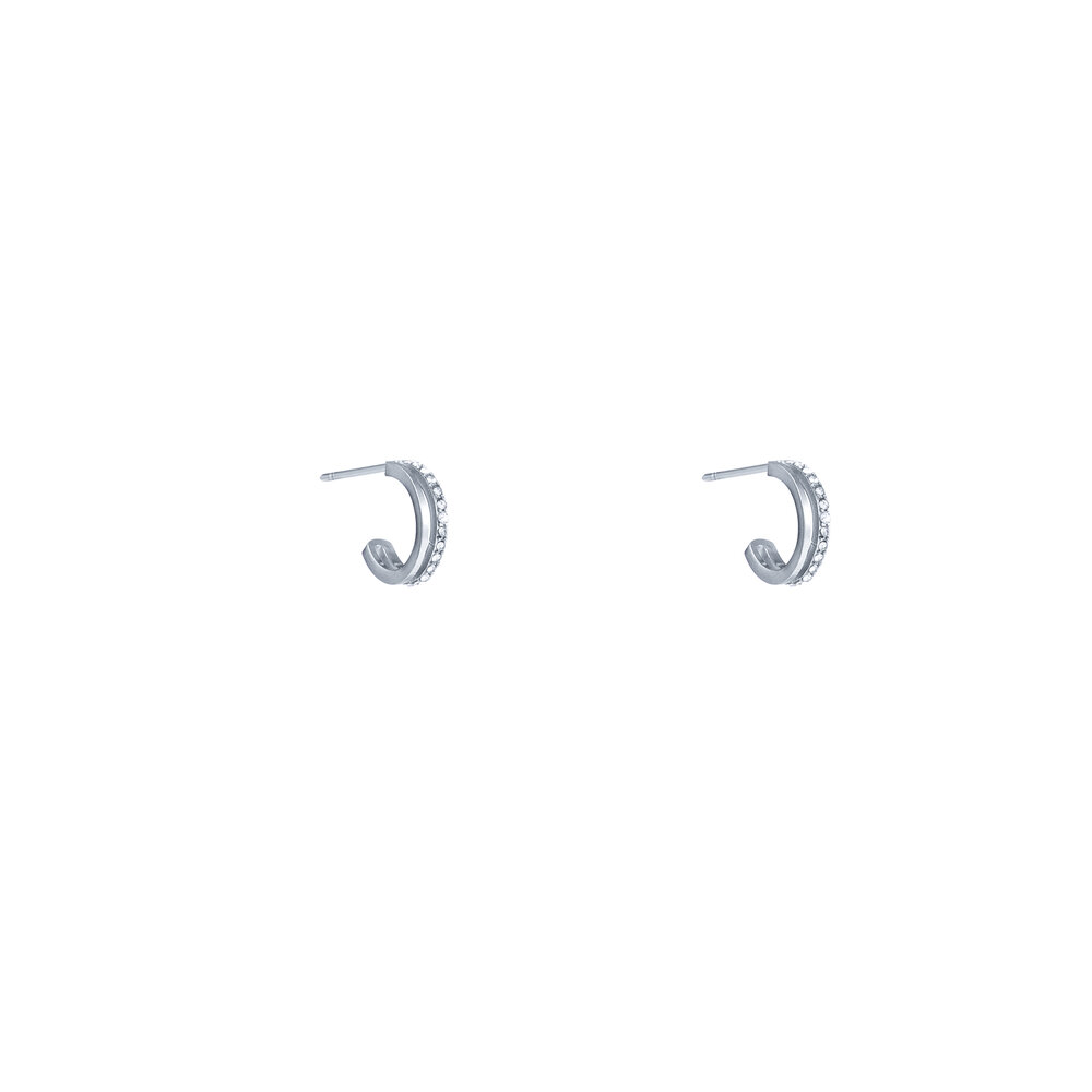 Sparkle Half Hoops - Silver
