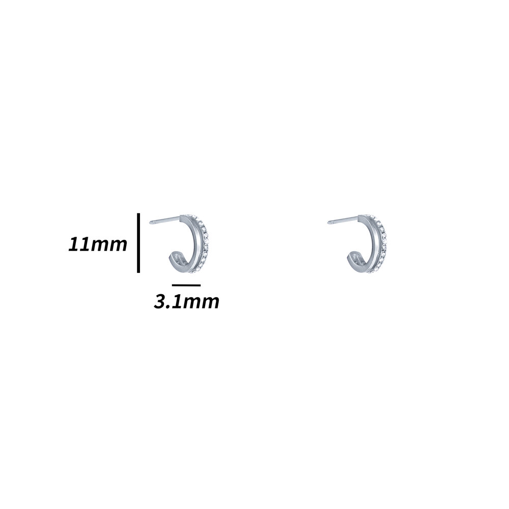 Sparkle Half Hoops - Silver