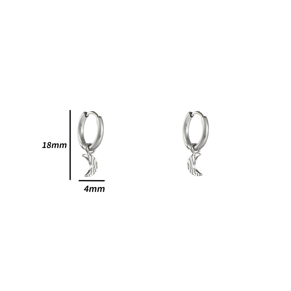 Lunar Charm Hoops - Silver