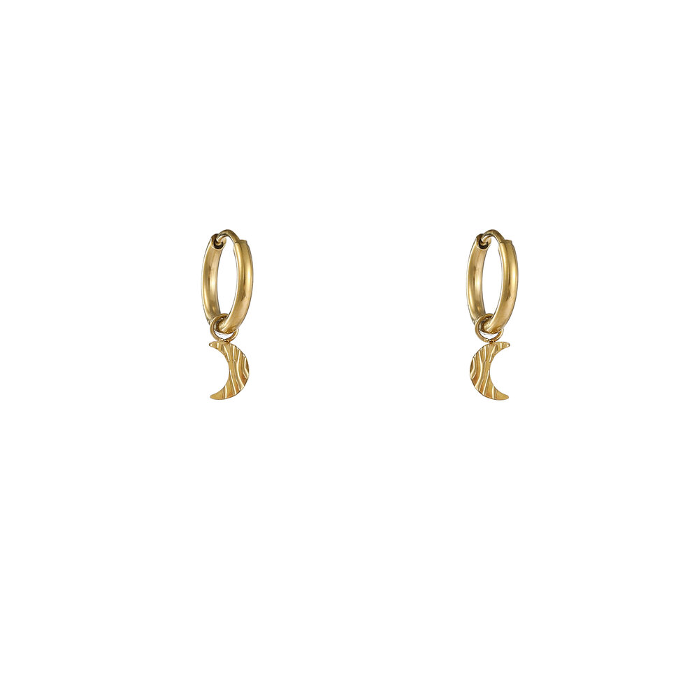 Lunar Charm Hoops - Gold