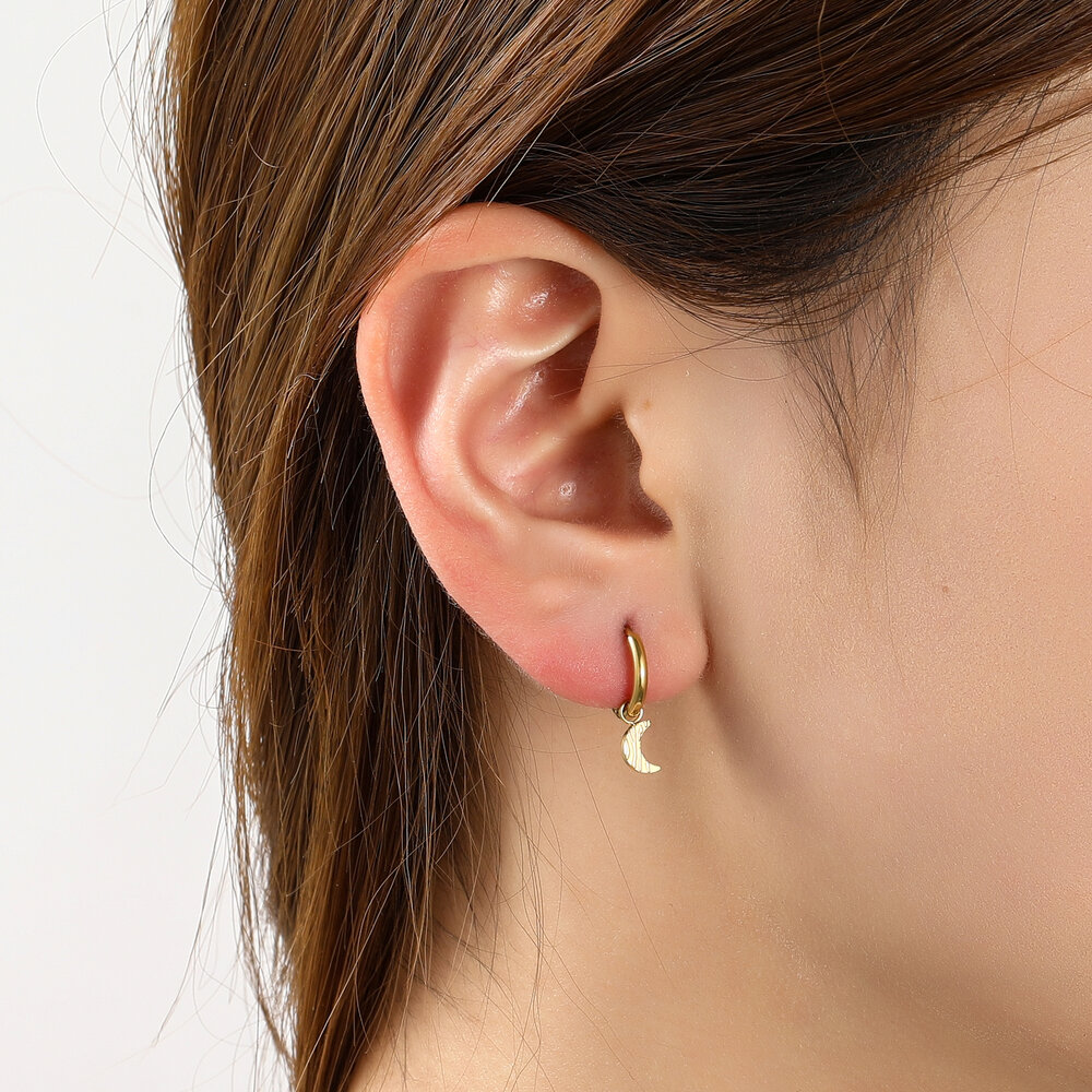 Lunar Charm Hoops - Gold