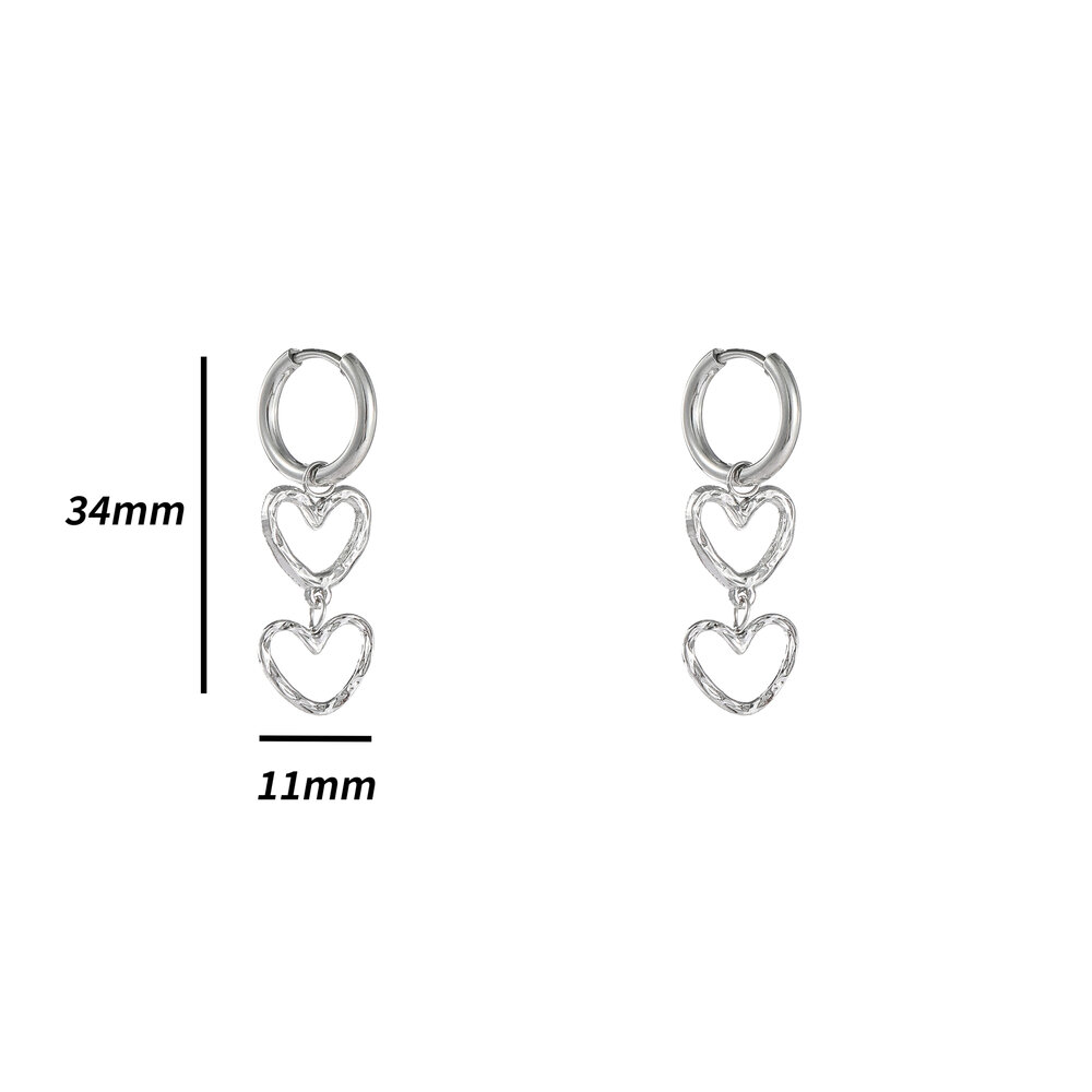 Double Heart Charms - Silver