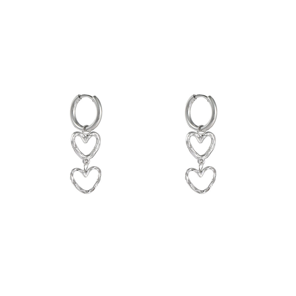 Double Heart Charms - Silver