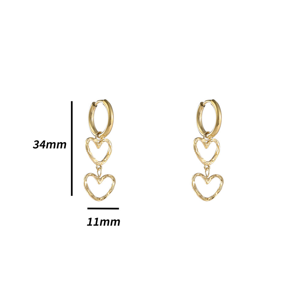 Double Heart Charms - Gold