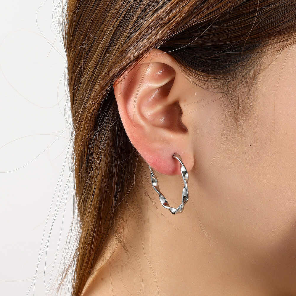 Twisted Hoops - Silver
