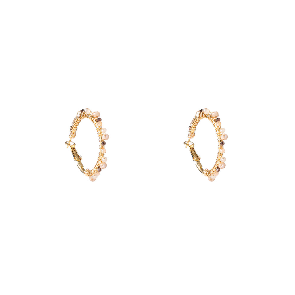 Beaded Glam Hoops - Creme