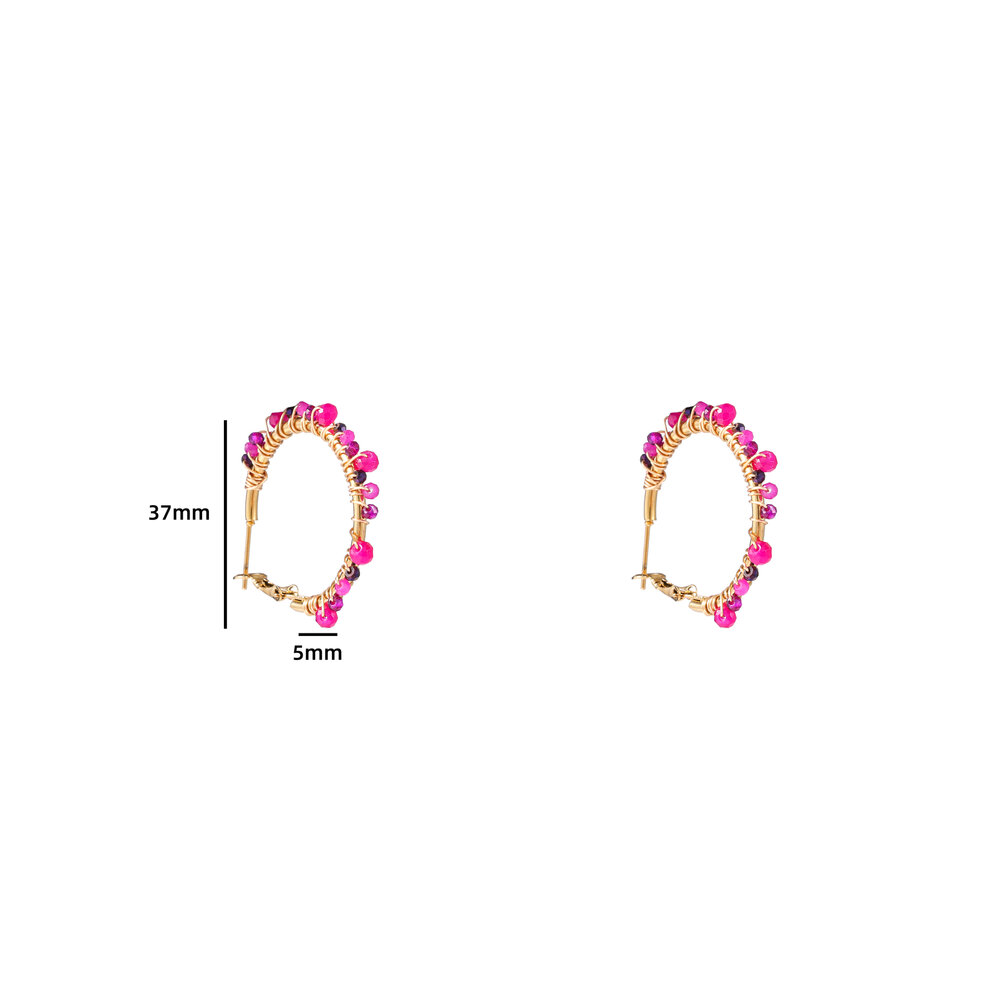 Beaded Glam Hoops - Purple