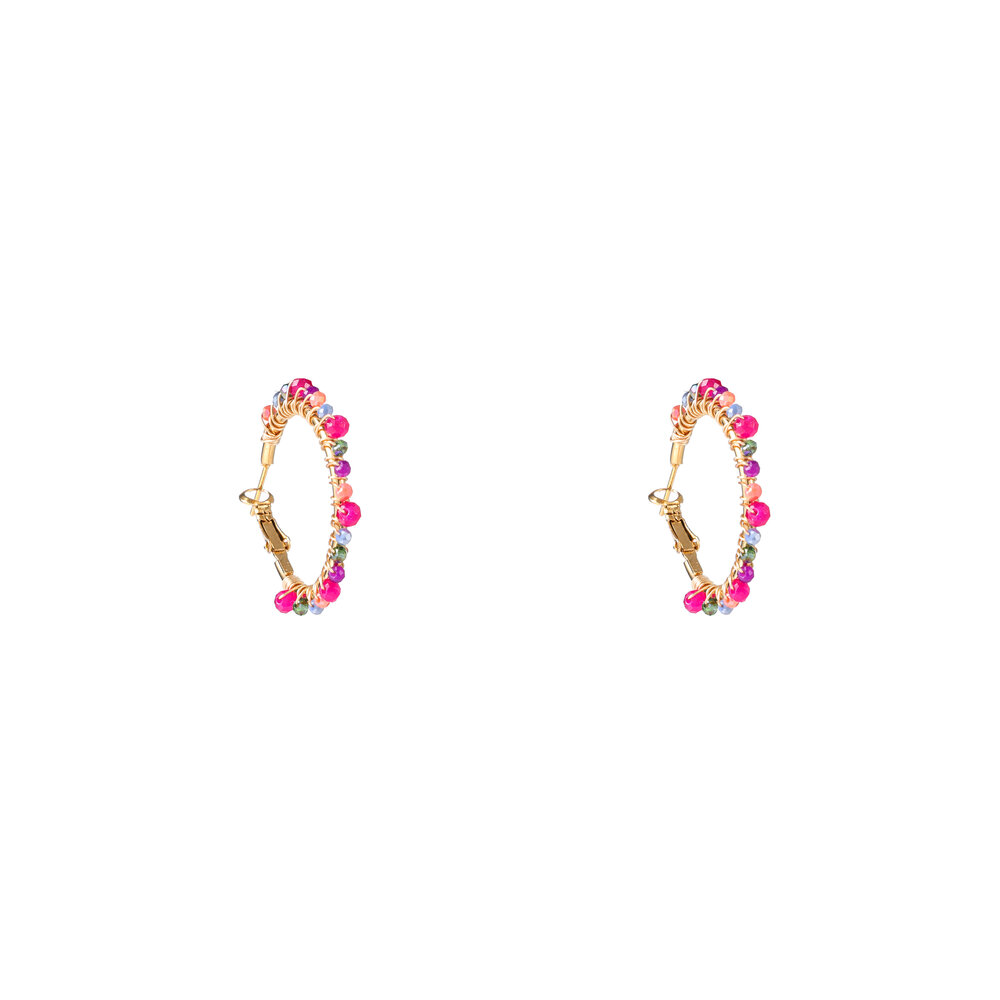 Beaded Glam Hoops - Multicolor
