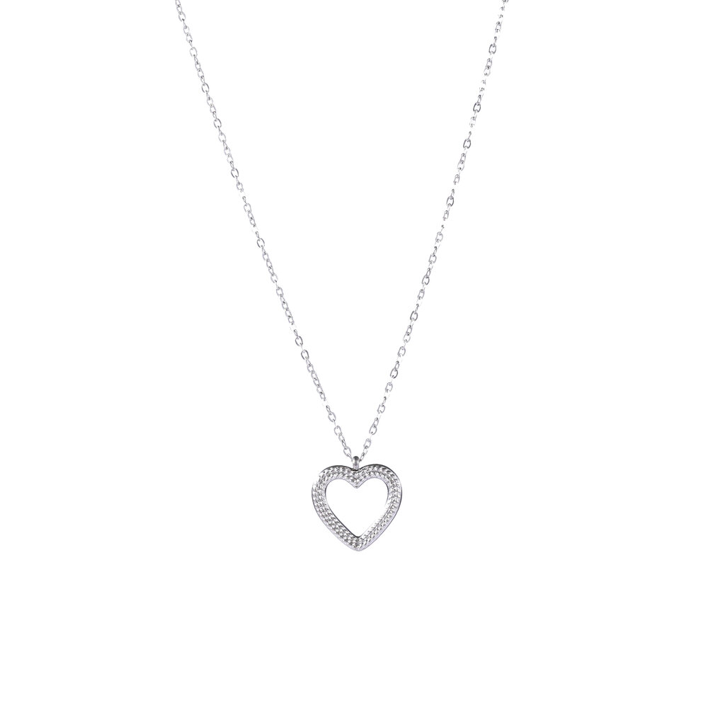 Braided Heart Necklace - Silver