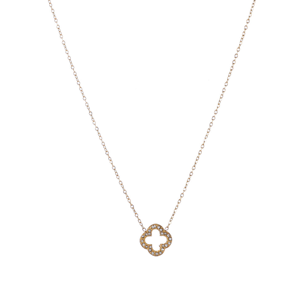 Sparkling Clover Necklace - Gold