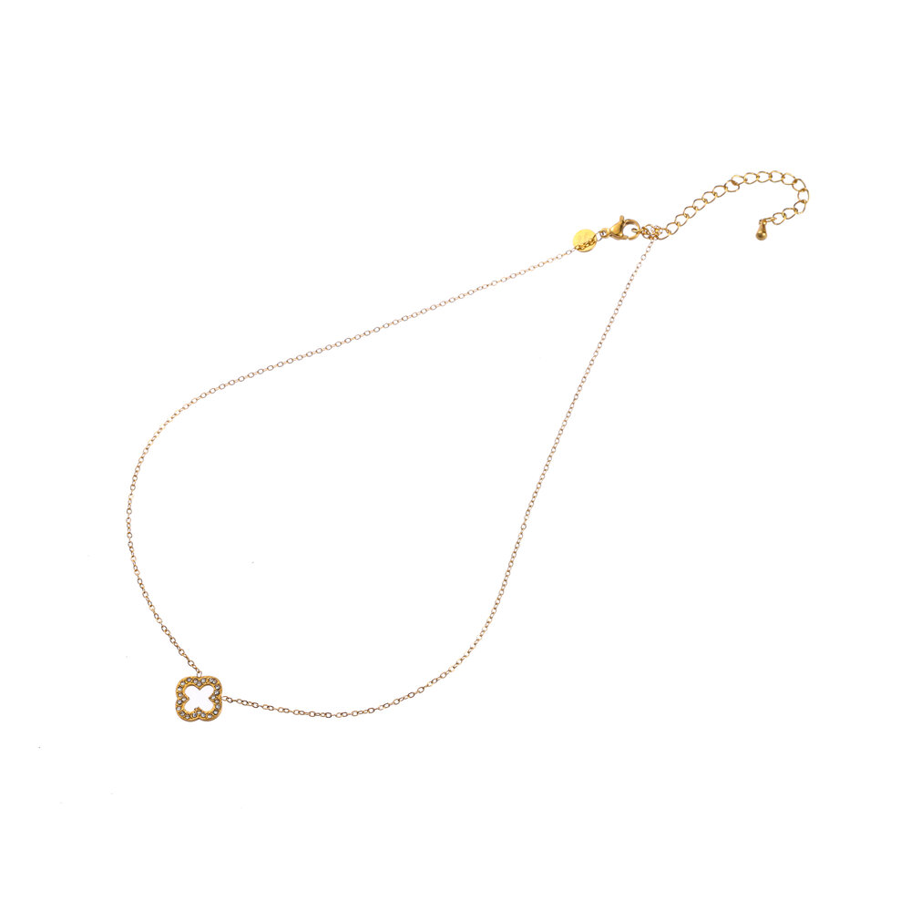 Sparkling Clover Necklace - Gold