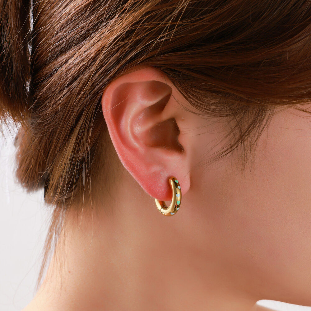 Cute Heart Hoop - Gold and Blue