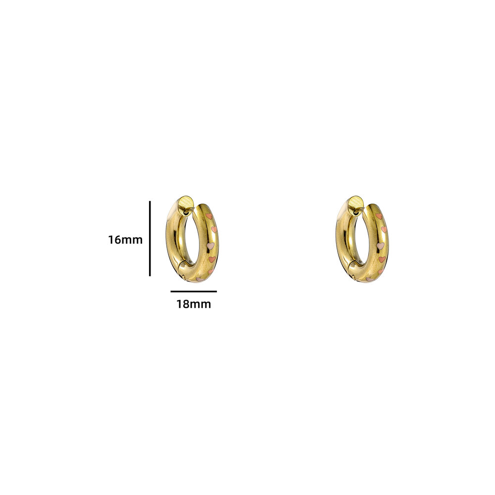 Cute Heart Hoop - Gold and Orange