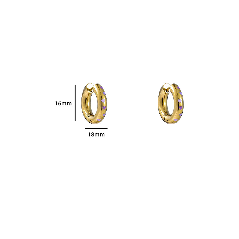 Cute Heart Hoop - Gold and Purple