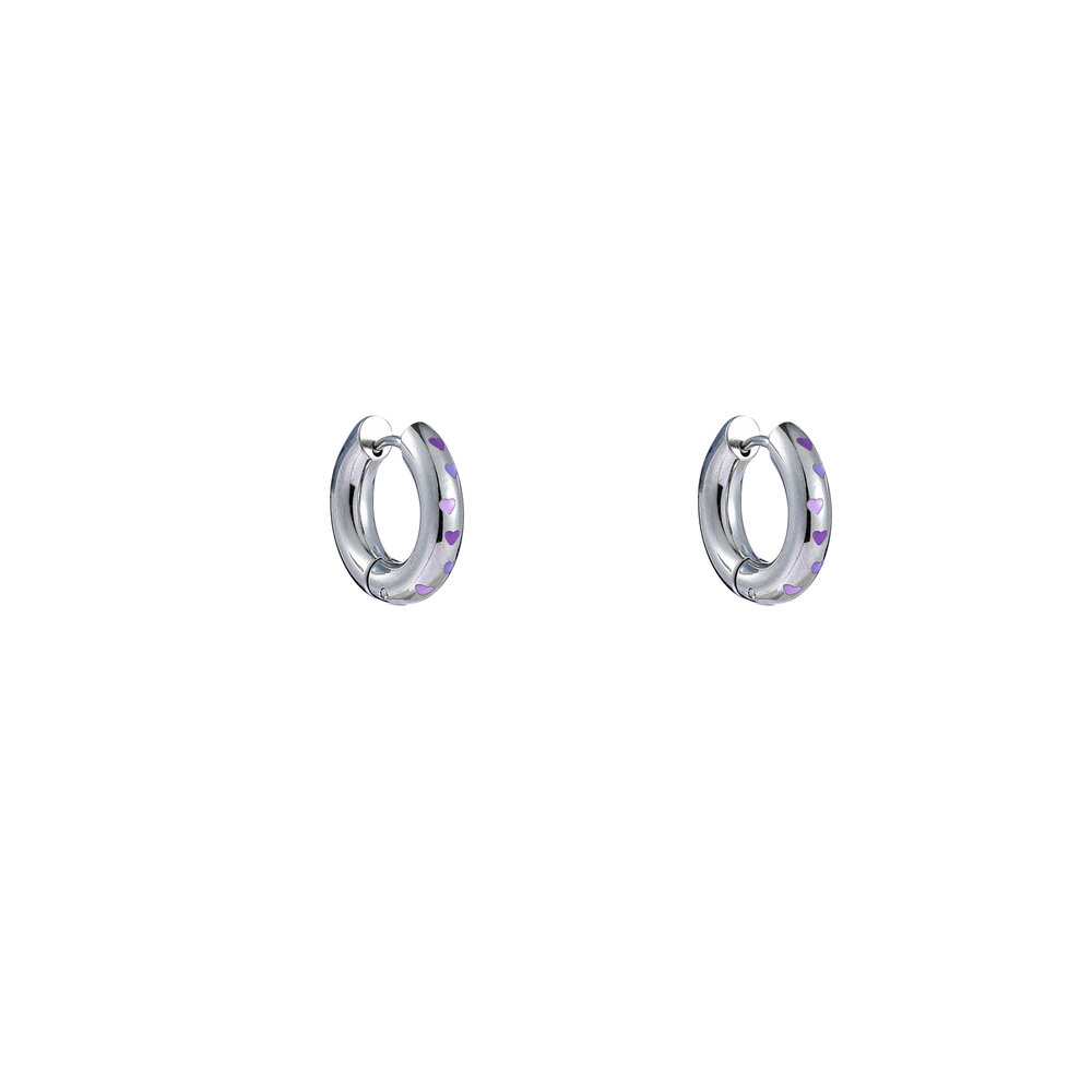 Cute Heart Hoop - Silver and Purple