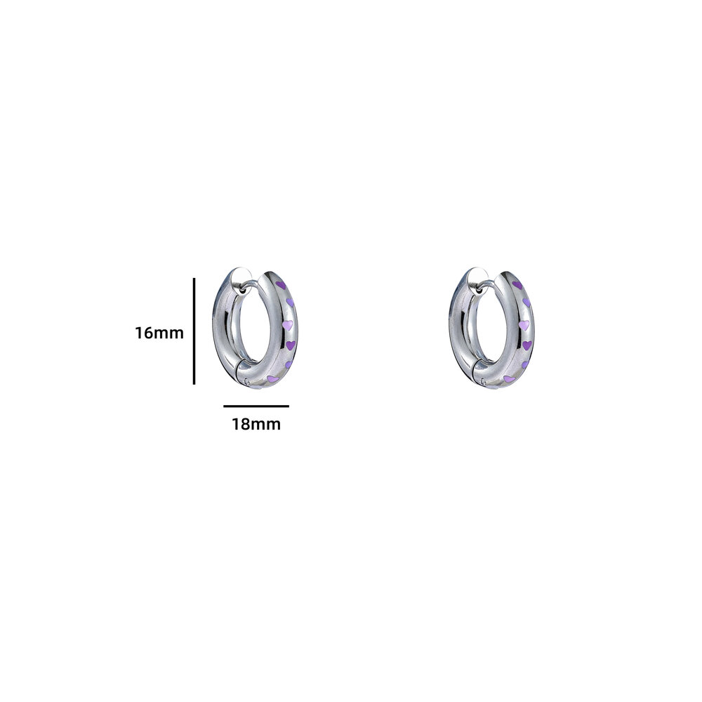 Cute Heart Hoop - Silver and Purple