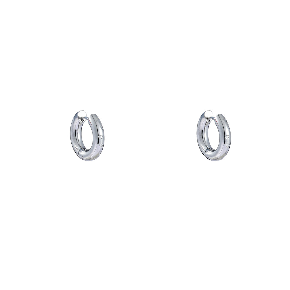 Cute Heart Hoop - Silver