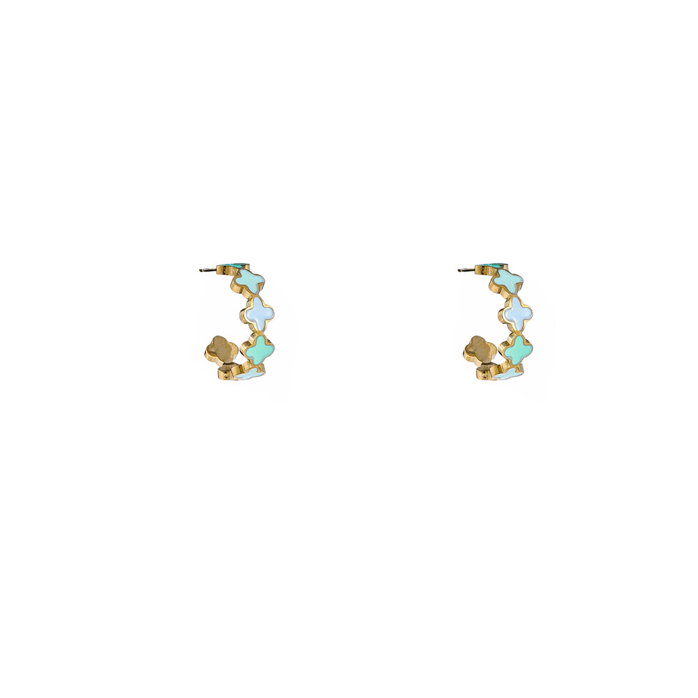 Clover Earring - Gold and Blue