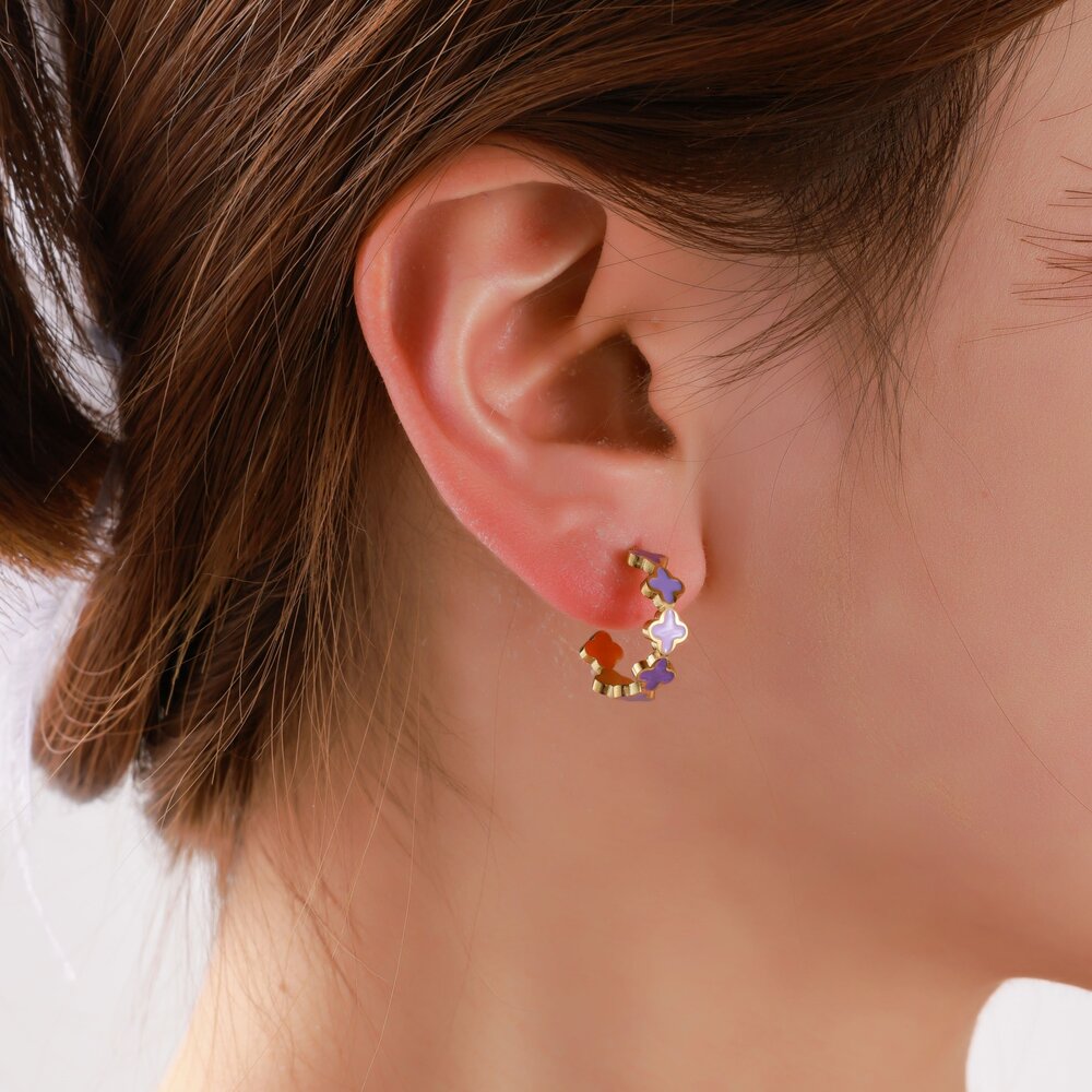Clover Earring - Gold and Purple