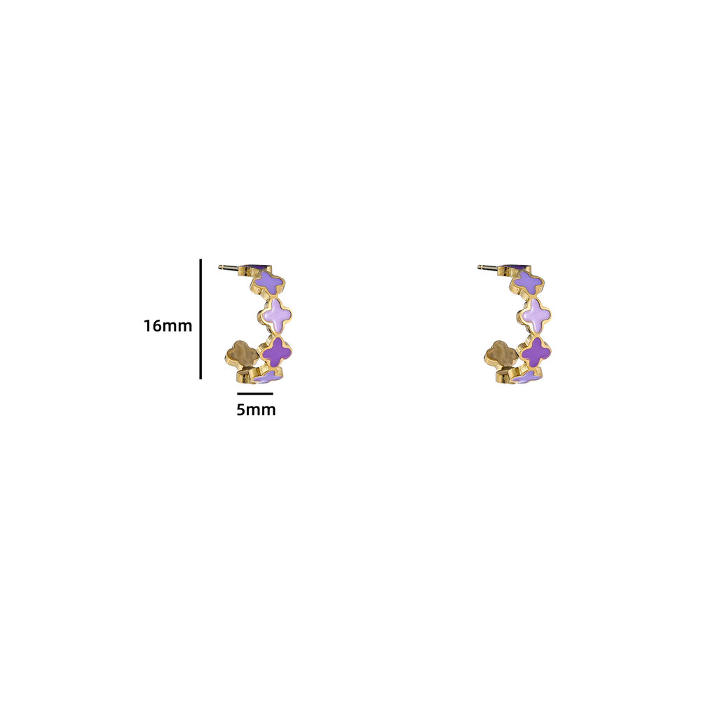 Clover Earring - Gold and Purple