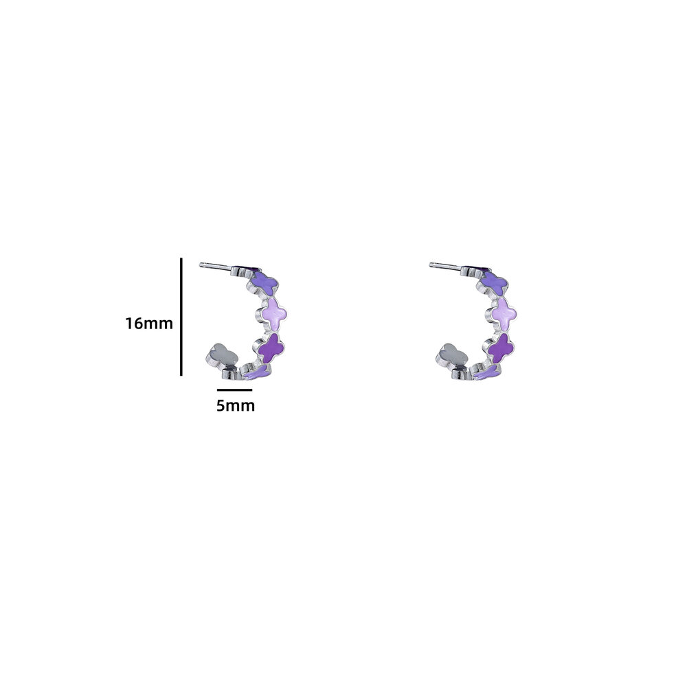 Clover Earring - Silver and Purple