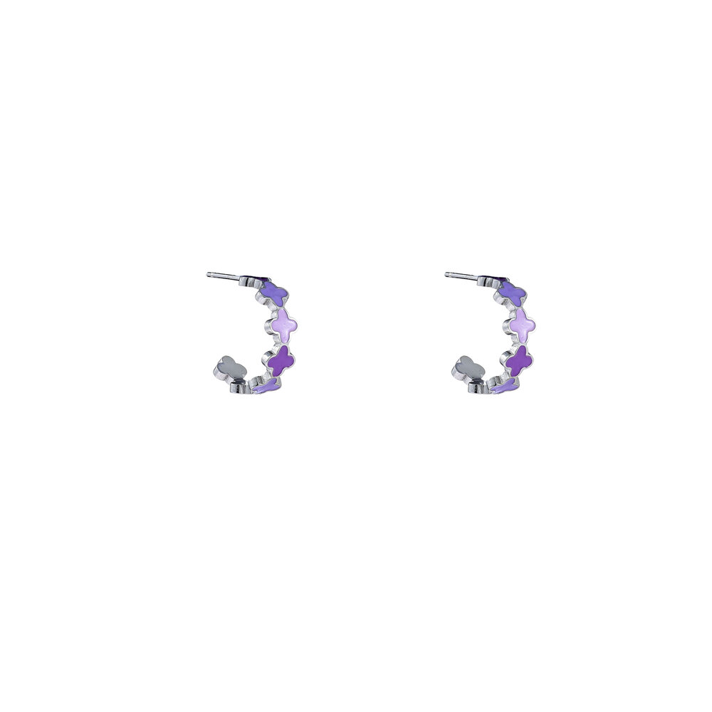 Clover Earring - Silver and Purple