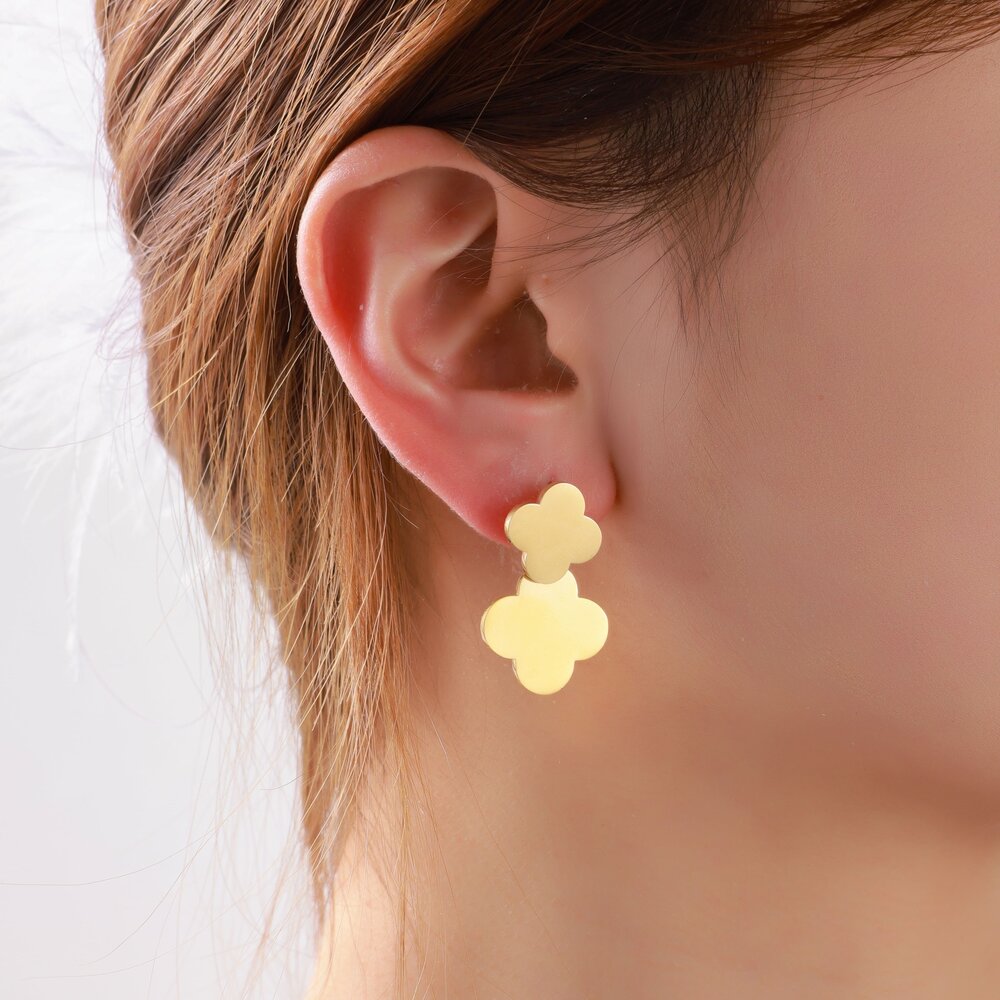 Double Clover Earring - Gold