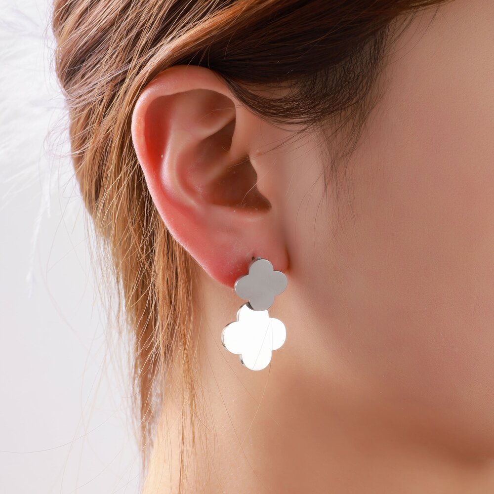 Double Clover Earring - Silver