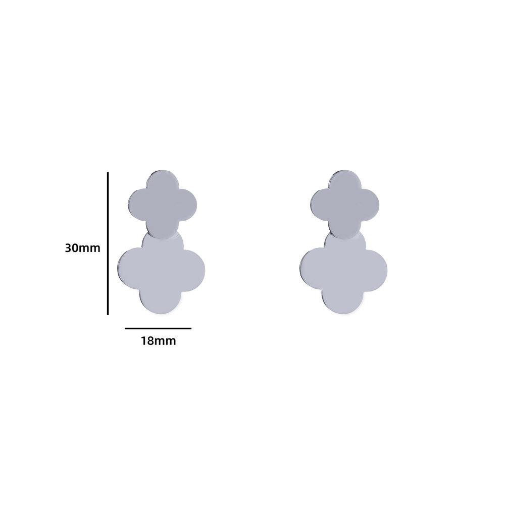 Double Clover Earring - Silver