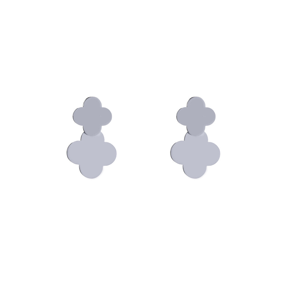Double Clover Earring - Silver