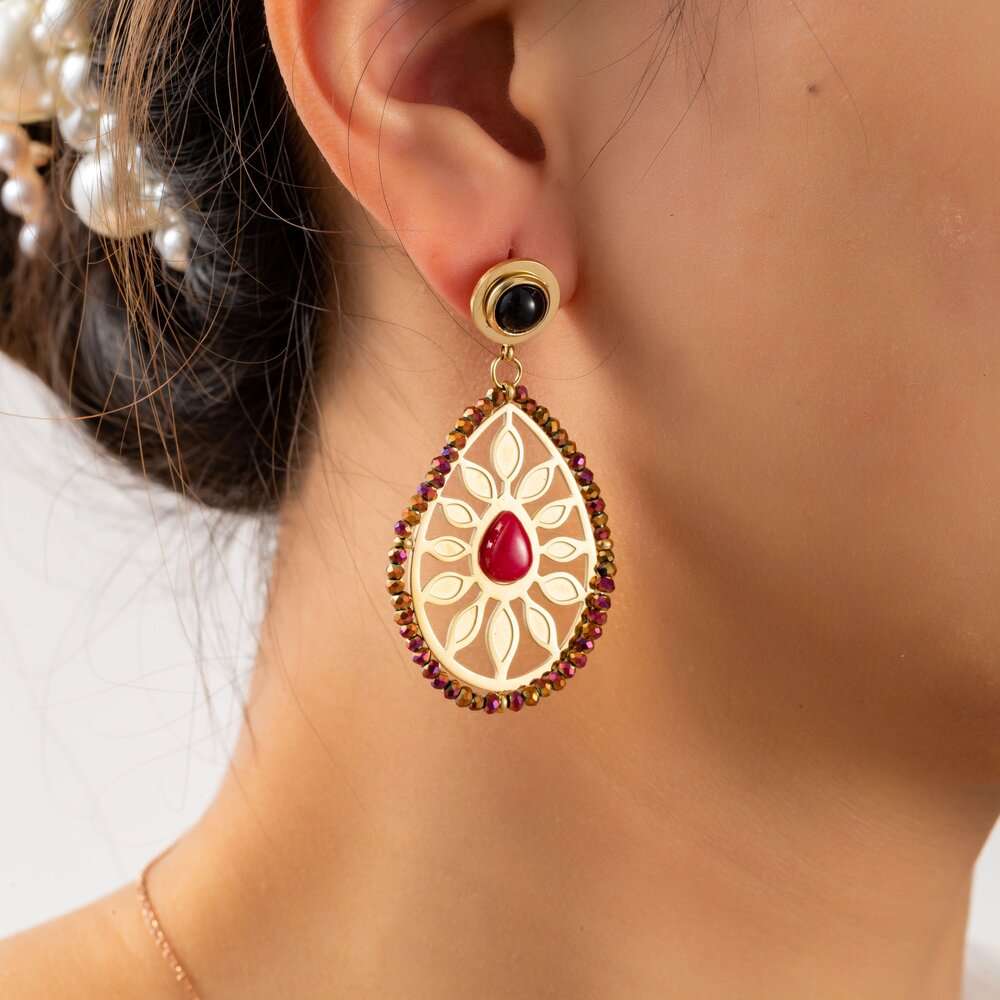 Pink Sun Earring - Gold and Pink