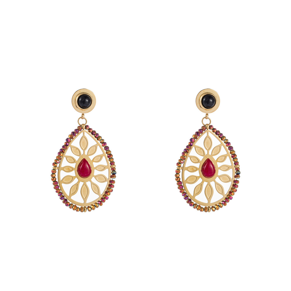 Pink Sun Earring - Gold and Pink