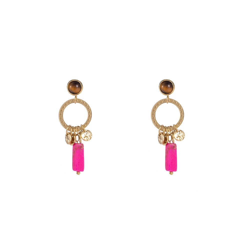 Oval Drop Earring - Gold and Purple
