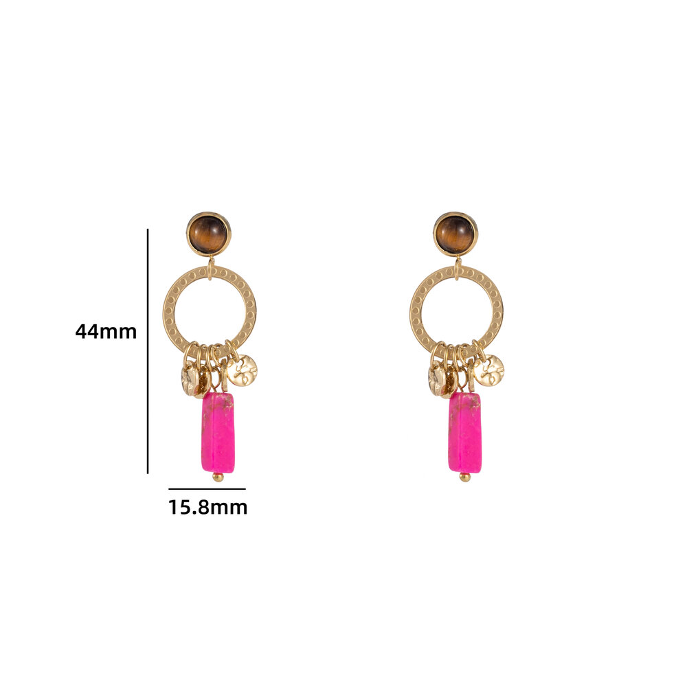 Oval Drop Earring - Gold and Purple