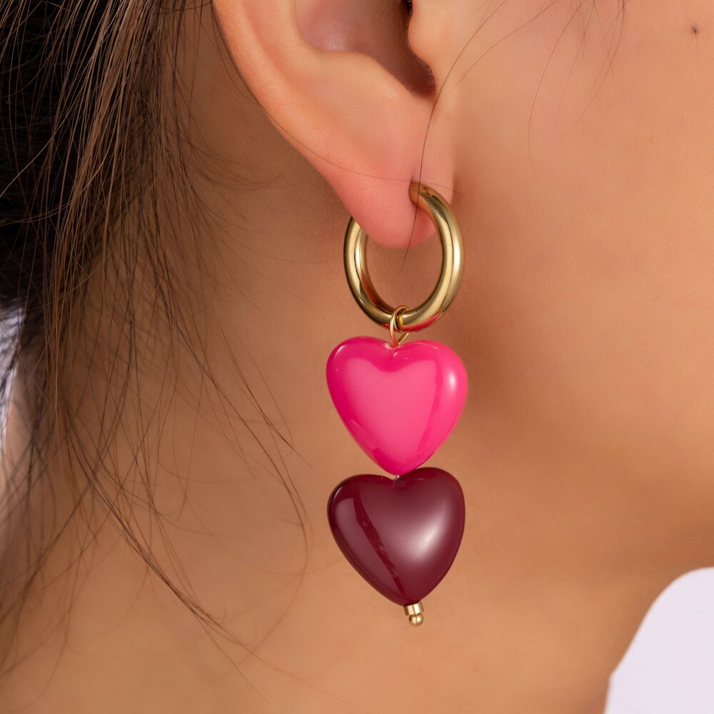 Big Pink Hearts - Gold and Pink