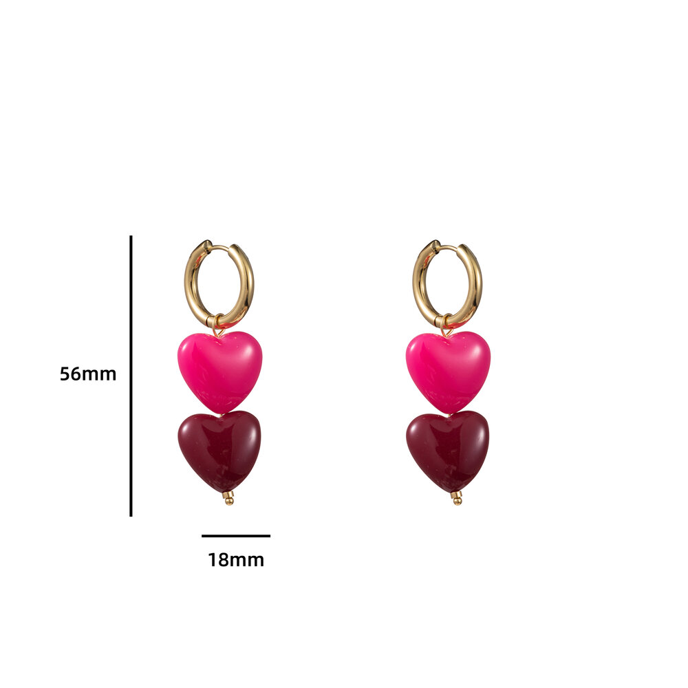 Big Pink Hearts - Gold and Pink