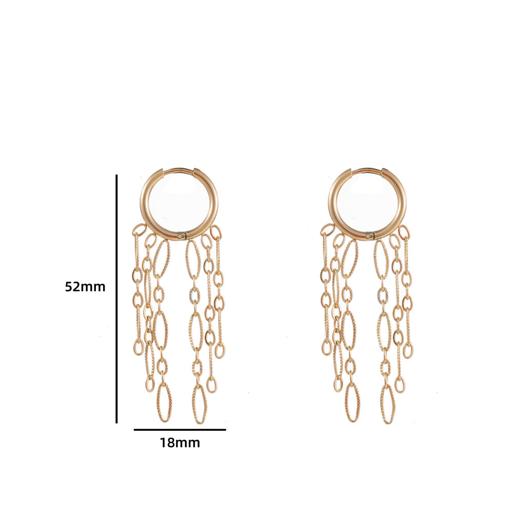 Hoop + 5 oval chains - Gold