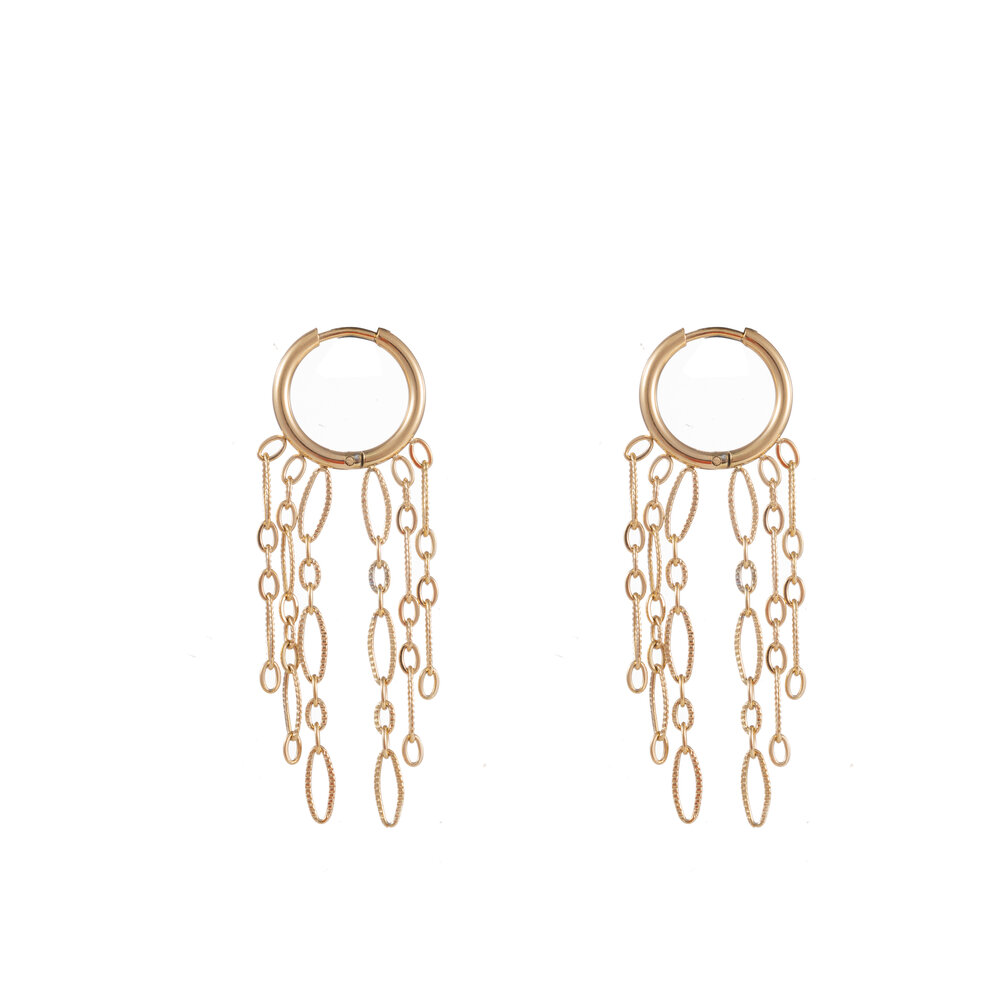 Hoop + 5 oval chains - Gold