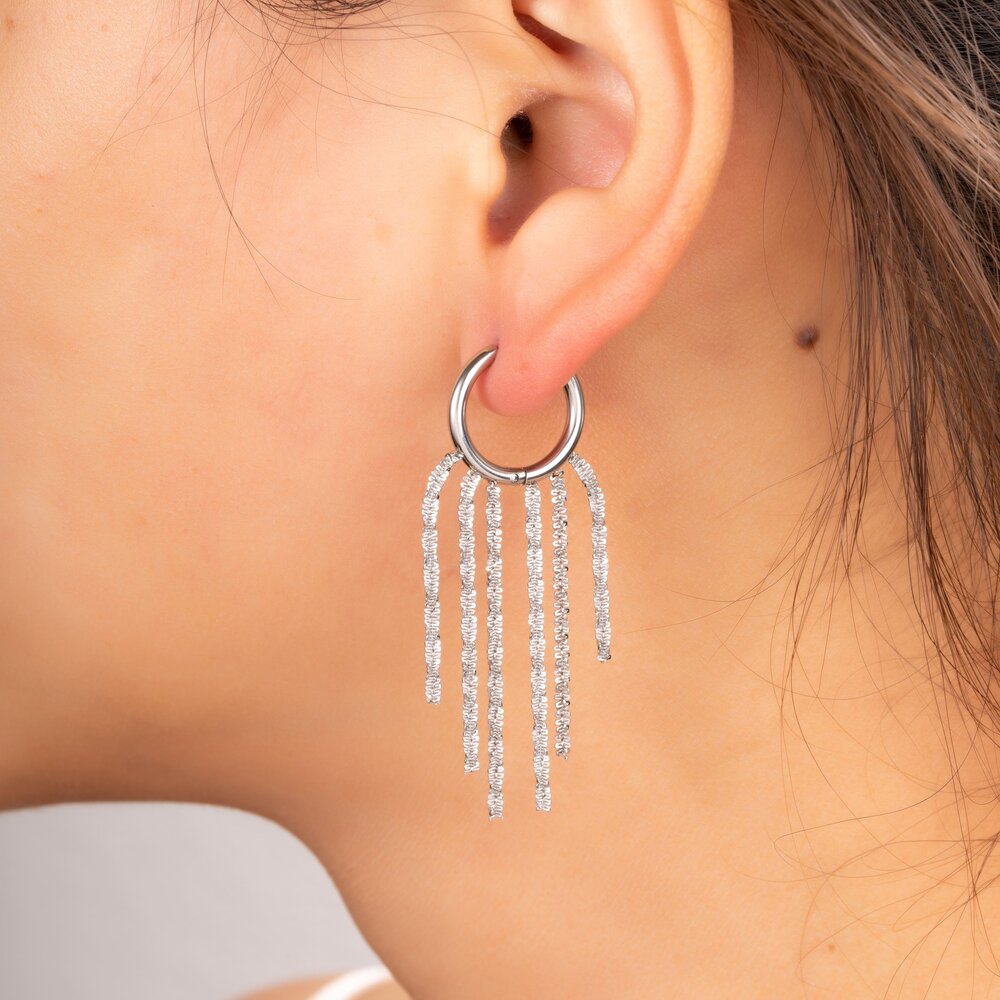 Hoop + 5 Twisted chains - Silver
