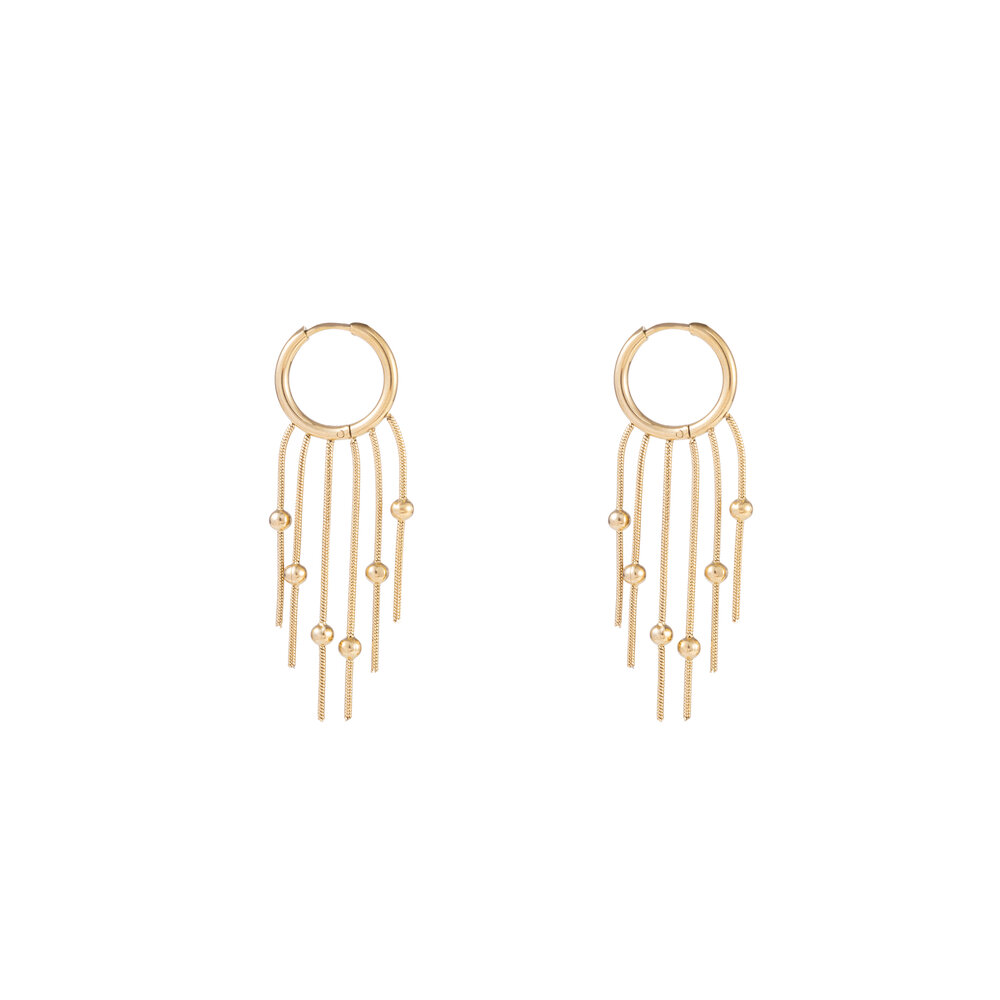 Hoop + 5 ball chains - Gold
