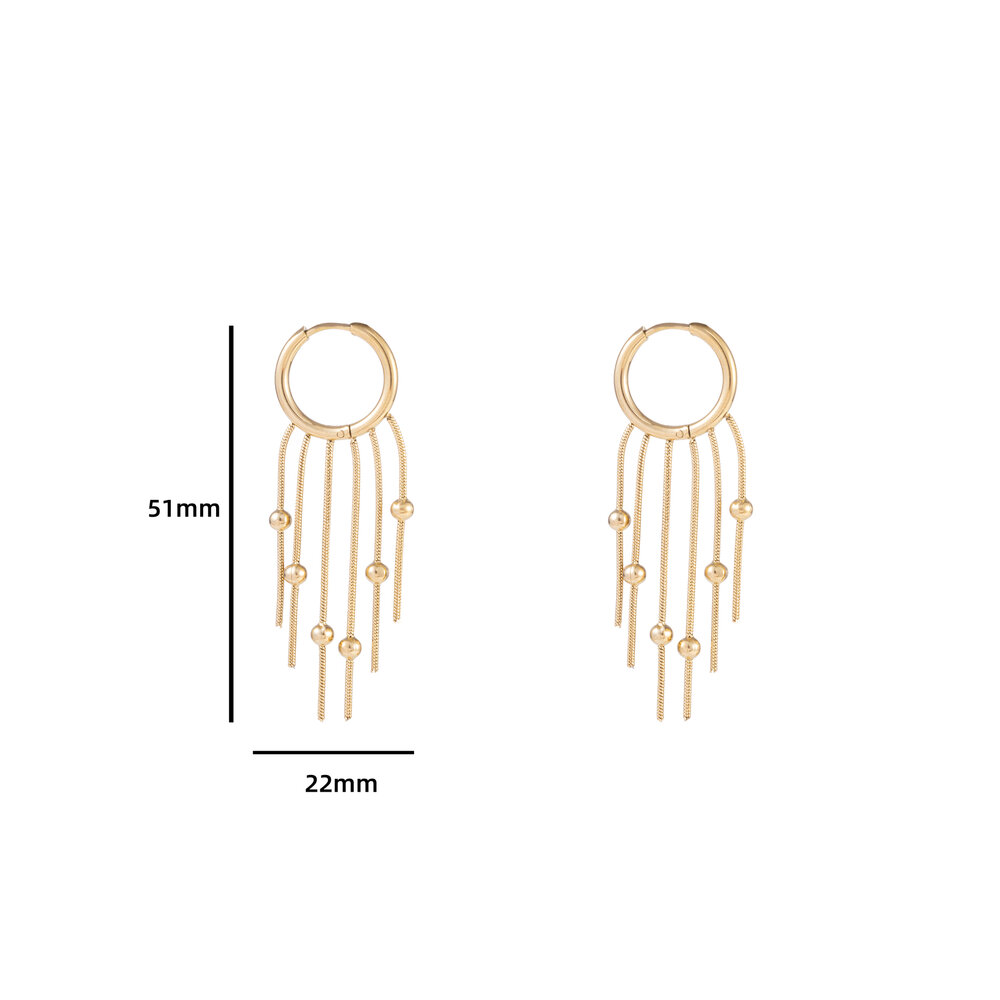 Hoop + 5 ball chains - Gold