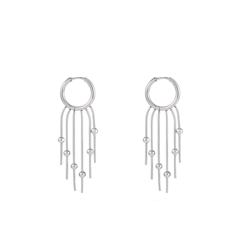 Hoop + 5 ball chains - Silver