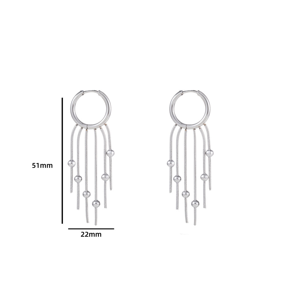 Hoop + 5 ball chains - Silver
