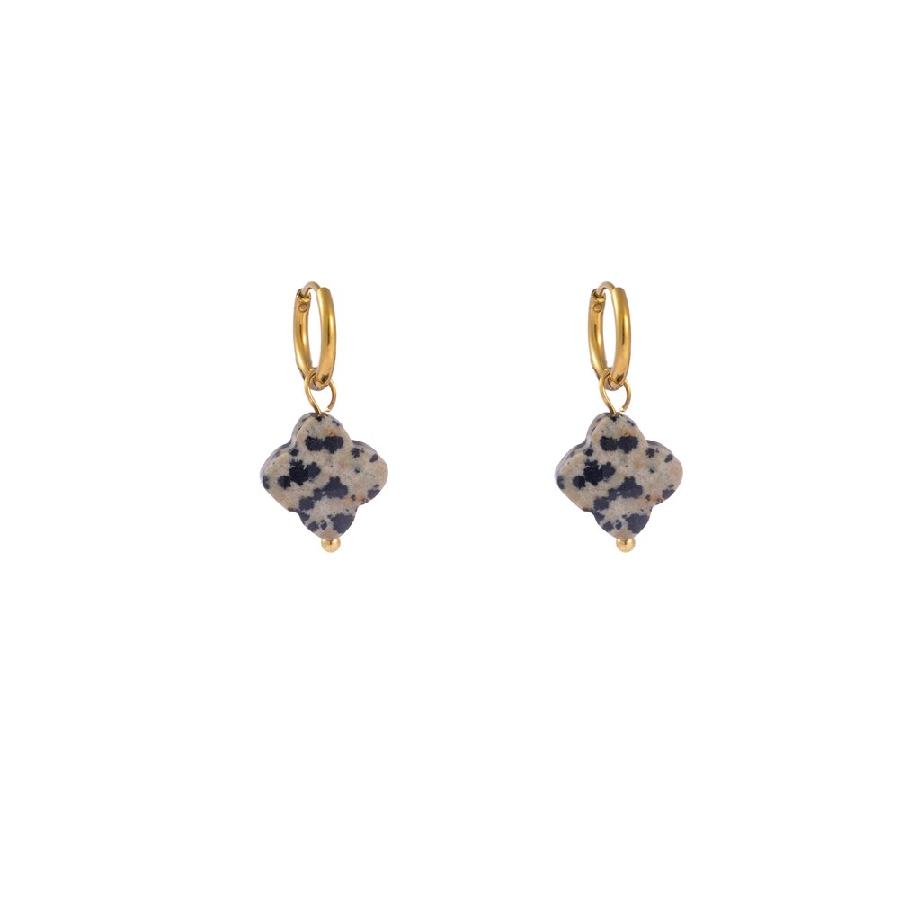 Stone Clover Hoop - Gold and Multicolor