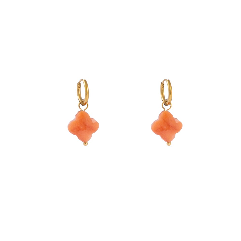 Stone Clover Hoop - Gold and Red